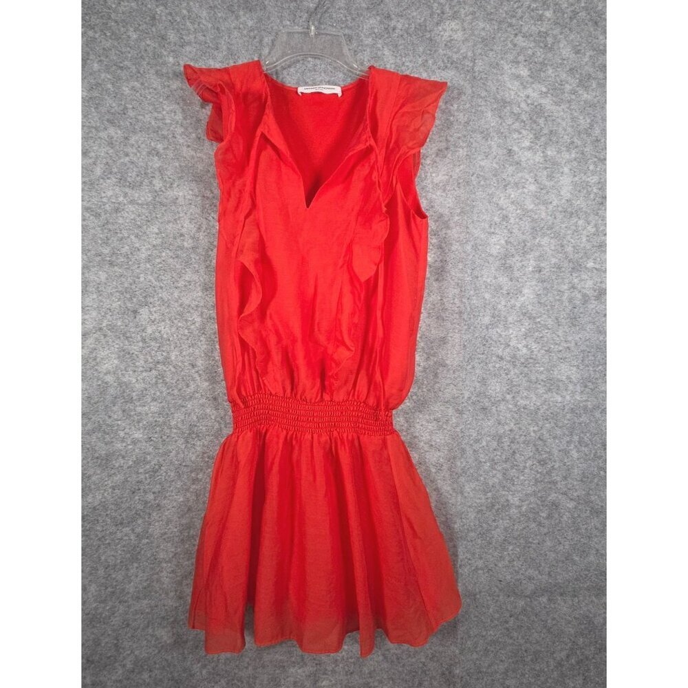 Amanda Uprichard Women's Ruffle Mini Dress Smocked Waist Orange Size XS